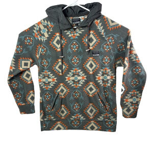 Free Nature Aztec Fleece Quarter Zip Drawstring Hoodie Mens Medium Southwest